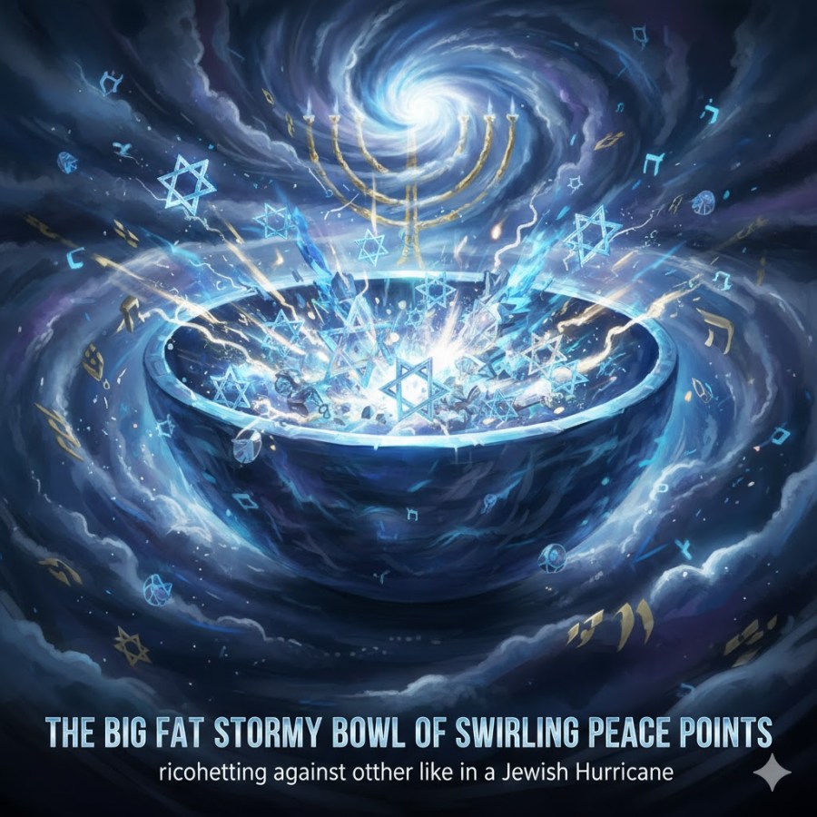 The Big  Fat Stormy  Bowl of Swirling Peace Points ricocheting against each other like in a Jewish&nbsp;Hurricane