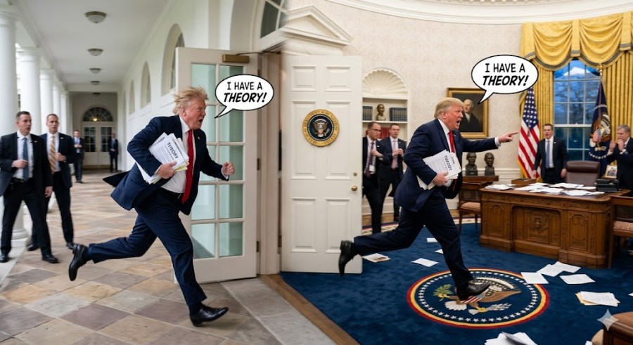 Trump is a Theorist. With no one telling him NO, he comes up with tons of&nbsp;theories…
